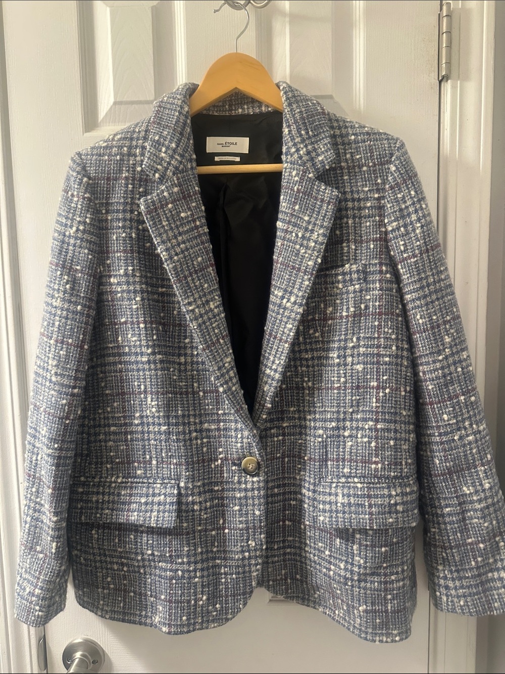 Isabel Etoile Marant Blue Tweed Single-Button Blazer